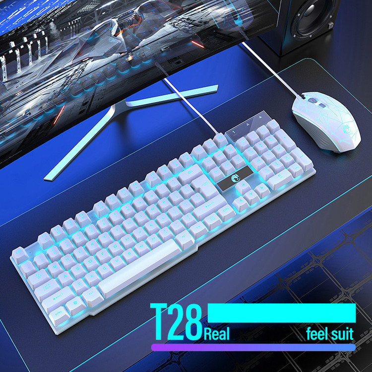 ست گیمینگ رایکو مدل T28 کد 2024-WHITE BLUE