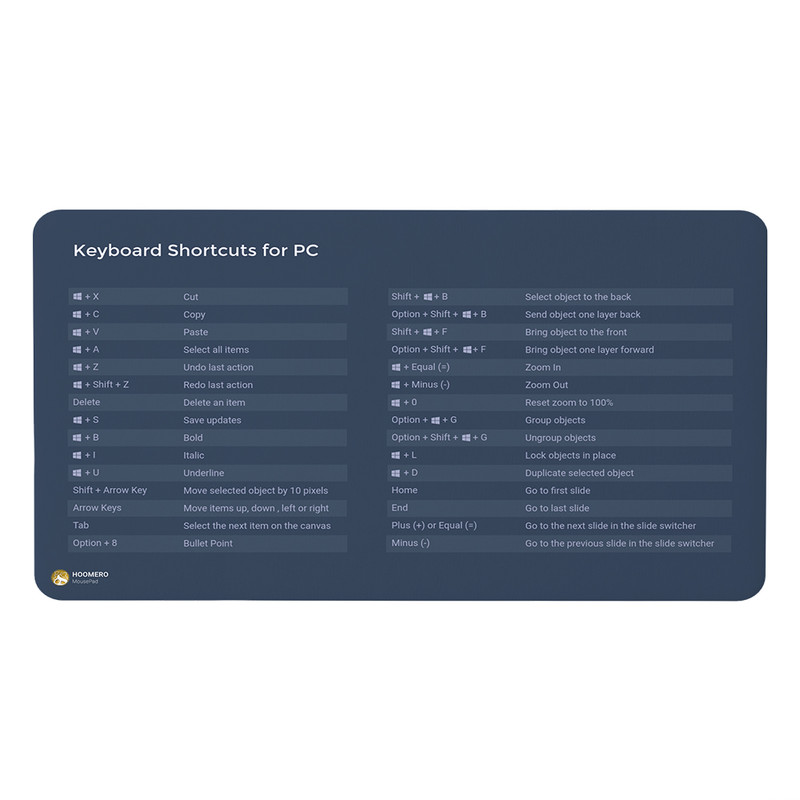 ماوس پد هومرو مدل DP027 طرح شورتکات های کیبورد keyboard shortcuts for pc پریمیوم