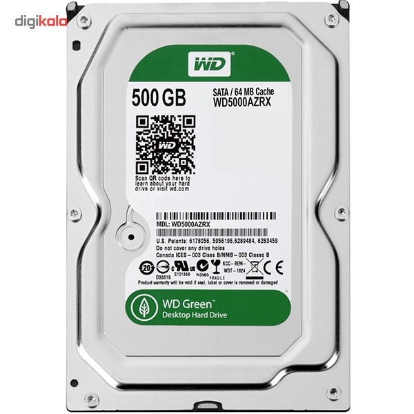 هارددیسک اینترنال وسترن دیجیتال سبز مدل WD5000AZRX ظرفیت 500 گیگابایت