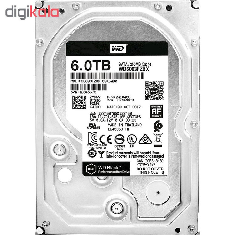 هارددیسک اینترنال وسترن دیجیتال مدل Black WD6003 ظرفیت 6 ترابایت