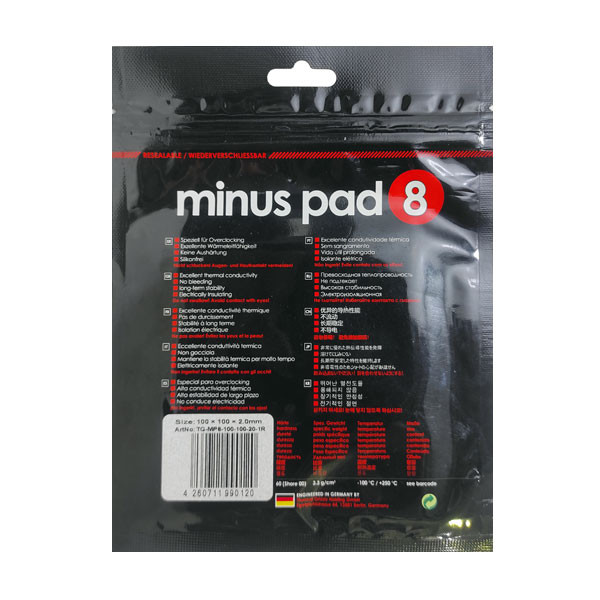 پد خمیر سیلیکون گریزلی مدل Minus Pad8 100x100 ضخامت 2mm