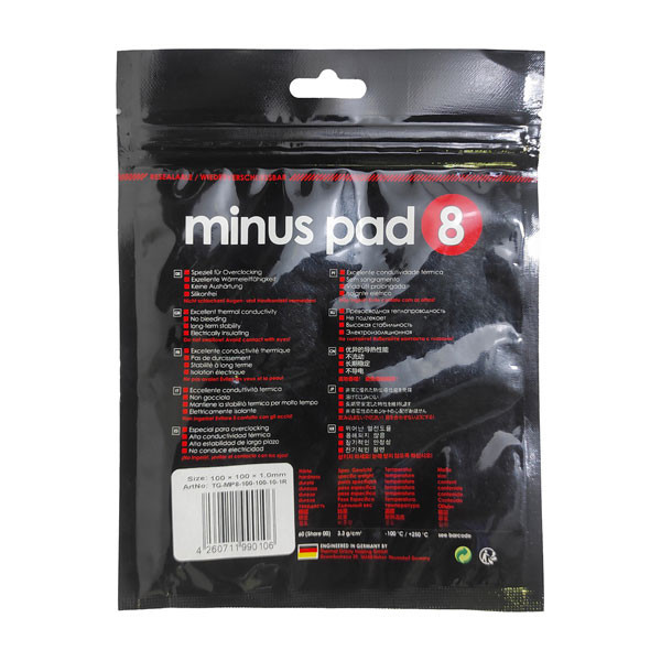 پد خمیر سیلیکون ترمال گریزلی مدل Minus Pad8 100x100 ضخامت 1mm