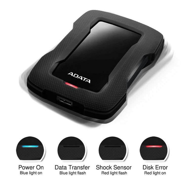 هارد اکسترنال ای دیتا مدل HD330 ظرفیت 2 ترابایت دارای رابط USB Type-A 3.2